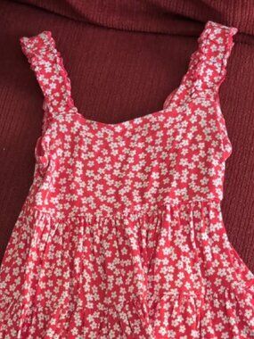 SO Red Floral Ruffle Tank